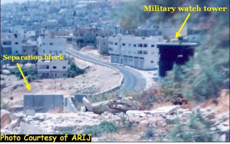 A concrete arrow in the heart of Hebron city.