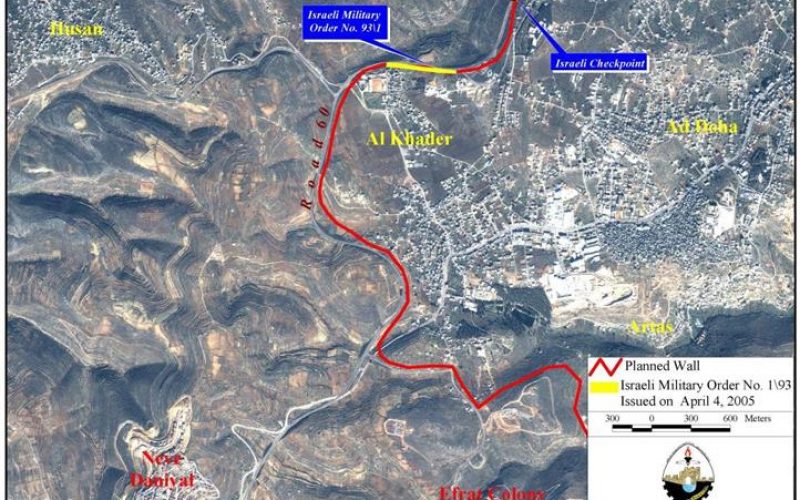 The Israeli Segregation Wall hits Al-Khader village lands
