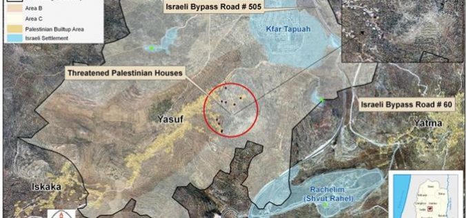 Israeli Military Notifications to halt Construction of Palestinian Houses in Yasuf Village