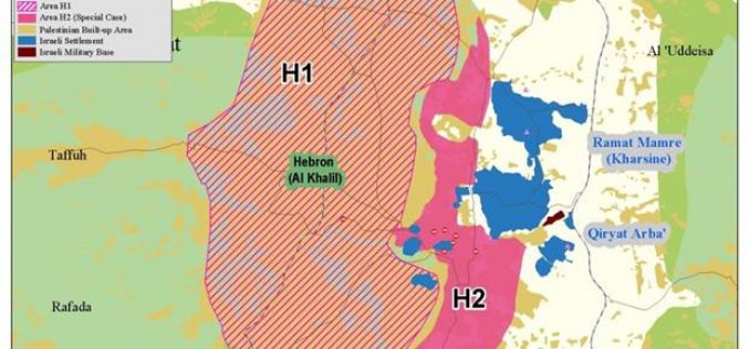 A revised route of the Israeli Segregation wall to increase the area confiscated from Hebron Governorate