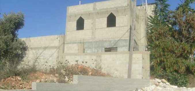 Under the pretext of building in zone C <br> “Halt of construction orders against 17 Palestinian houses and barracks in Salim village “