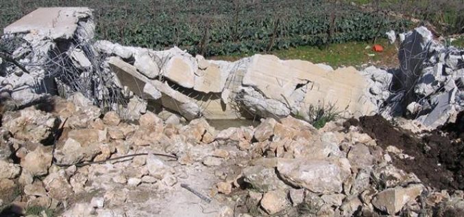 هدم بركة مياه لعائلة جابر في حي البقعة شرق الخليل