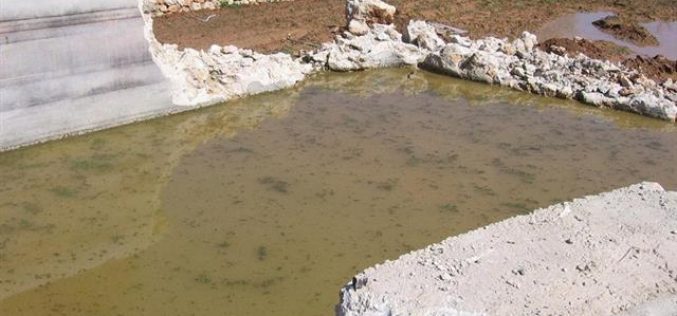 The Israeli Occupation demolishes Water Pools in Wadi al Ghrous in Hebron Governorate
