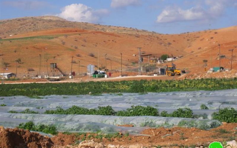 هدم بركس وغرفة زراعية وتدمير خط لنقل المياه فيمنطقة الحمرا – محافظة  أريحا