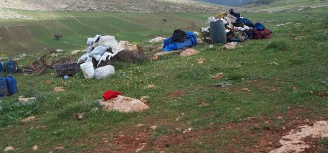 الاحتلال  الإسرائيلي يهدم مسكن وحظيرة في خربة الطويل – محافظة نابلس
