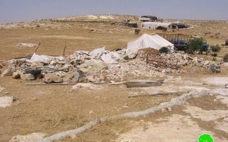 Demolishing a residential tent in Wadi Jhesh
