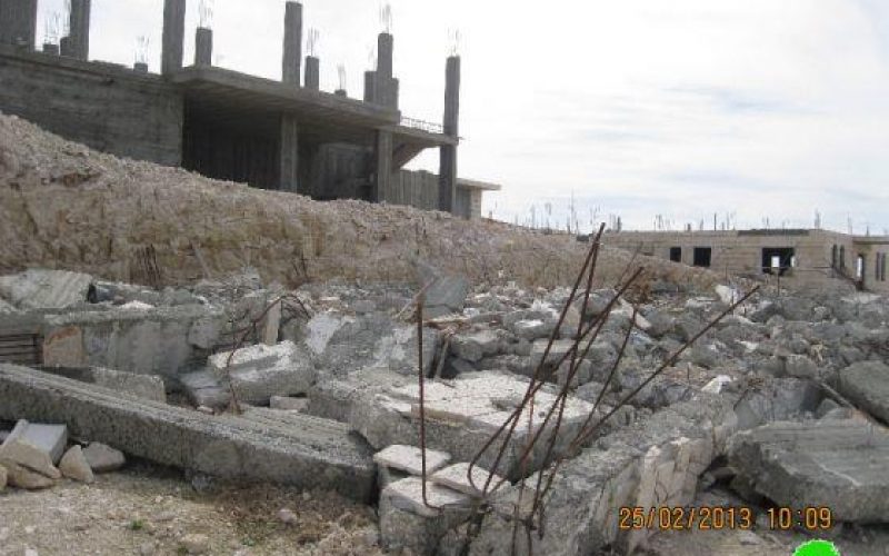 Demolition of an under-construction Residence in Al Khas village – Bethlehem