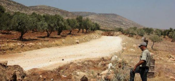 The Israeli occupation closes off an agricultural road in Ramallah