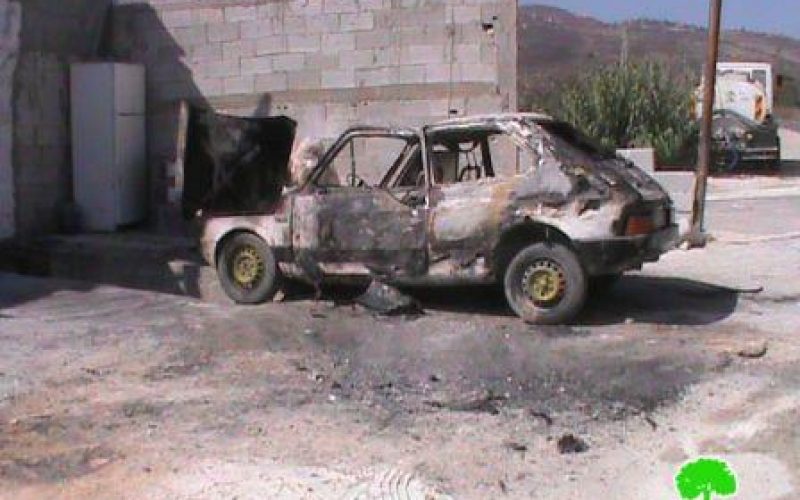Burning a vehicle in Burin- Nablus