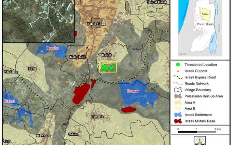 الادارة المدنية الاسرائيلية تصدر أوامر هدم بحق ممتلكات فلسطينية في قرية روجيب