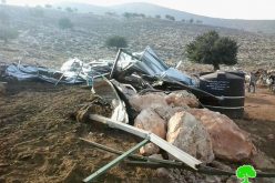 The Israeli occupation demolishes a number of agricultural structures and confiscates tools