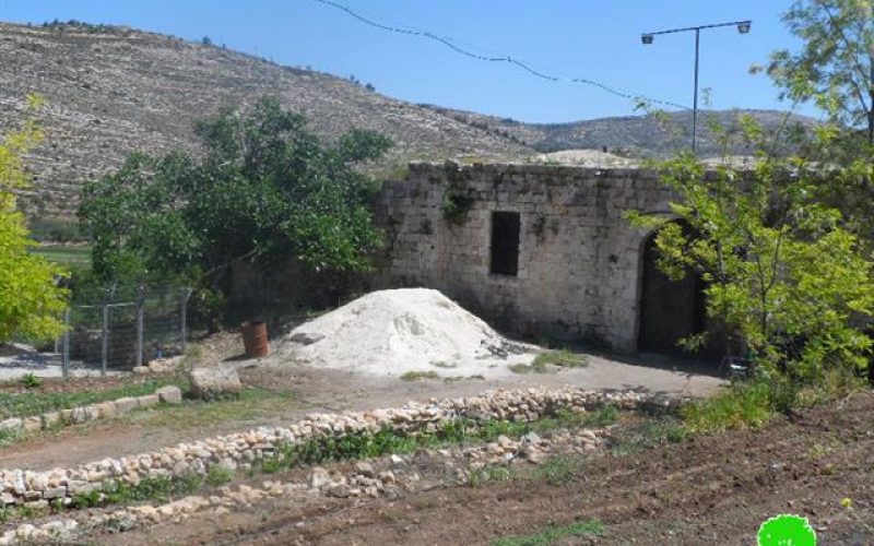 Water harvesting pool notified and trees cut off in al-Lubban ash-Sharqiya – Nablus governorate