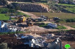 The Israeli occupation demolishes a agricultural barrack and a dairy workshop in Dura village