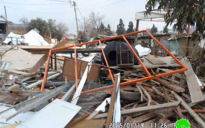 The Israeli occupation demolish a smithy in al-Bireh city