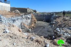 The Israeli occupation demolishes a water cistern in Hebron