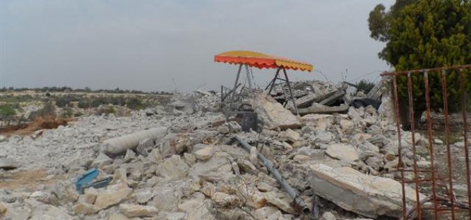 Demolition of a three-story house in the Tulkarm village of al-Jarushiya