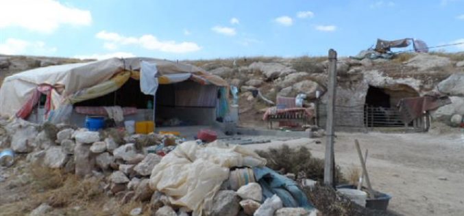 Stop-work order on a residential tent and a cave in the Hebron village Yatta