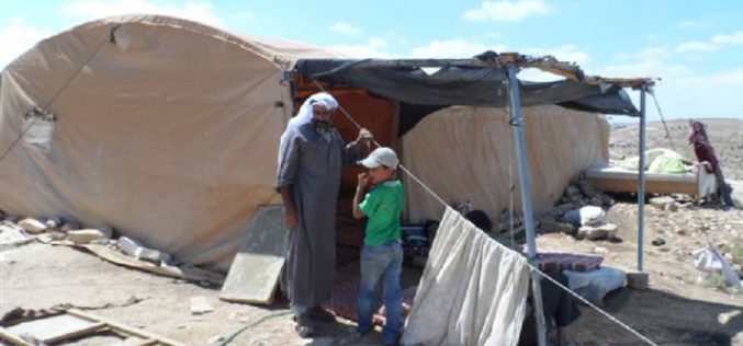 اخطار بوقف العمل في خيمتين للسكن بخربة المفقرة شرق يطا