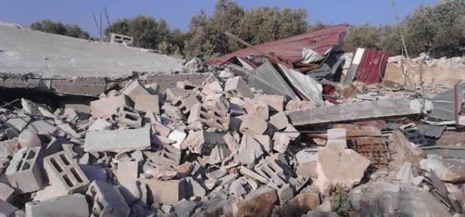 الاحتلال الاسرائيلي يهدم بركس للأغنام وغرفة زراعية في بلدة دير بلوط