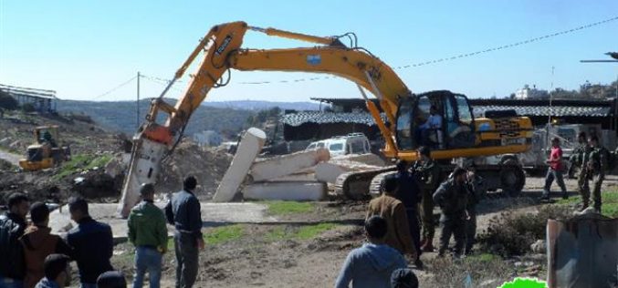 The occupation demolishes agricultural structures and water well in Hebron
