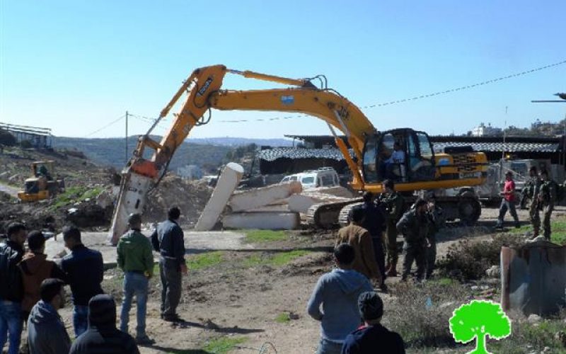 The occupation demolishes agricultural structures and water well in Hebron