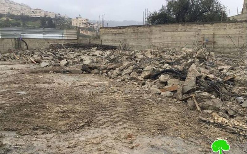 The occupation dozers demolish an under construction residence in the Jerusalem Wad Qaddum neighborhood