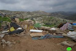 The Israeli Occupation Forces demolish a number of structures in the Bedouin community of Arab Al-Kaabnah
