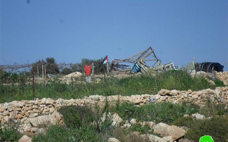 Israeli Occupation Forces demolish two agricultural rooms in Bilin