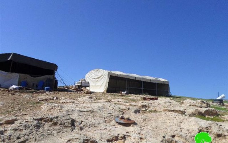 Stop-work order on a residential tent in Khirbet Al-Halawah