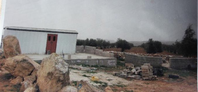 Israeli Occupation Forces demolish residential and agriculture structures in the Hebron town of Al-Samou