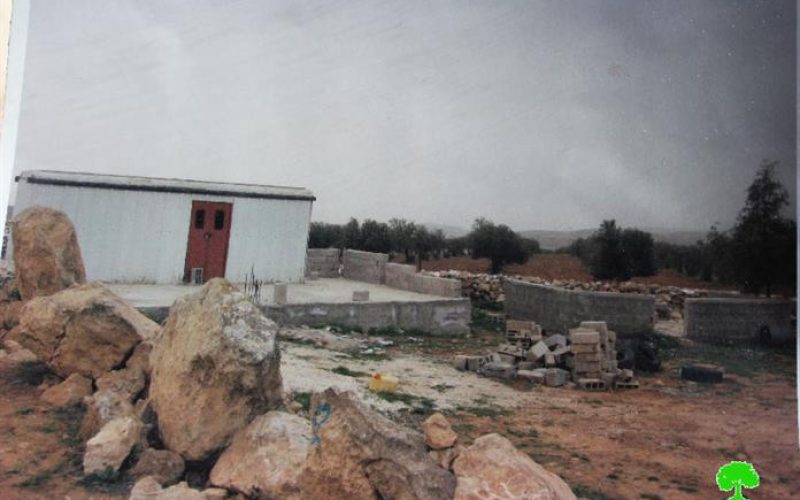Israeli Occupation Forces demolish residential and agriculture structures in the Hebron town of Al-Samou