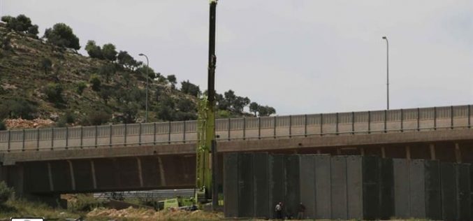 Ongoing construction of the Israeli Segregation Wall in Bir Onah neighborhood in Beit Jala town