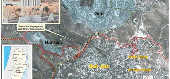 Israeli commences the construction of the Segregation Wall north of Beit Jala City