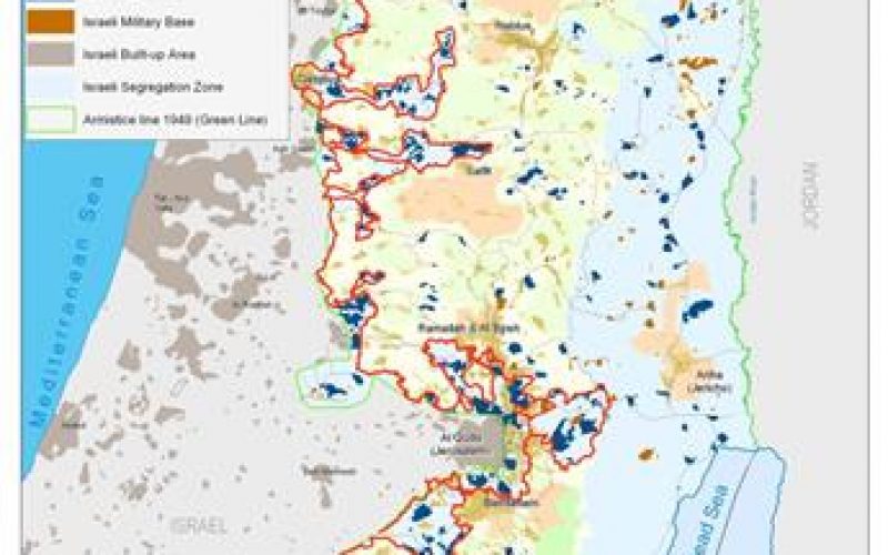 The Israeli Segregation Wall isolates 29 Palestinian villages’ boundaries and hits 138 other villages