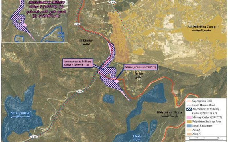 An Amendment to military order no. 29/07/t to complete the isolation of Bethlehem western rural area