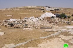 Demolishing a residential tent in Wadi Jhesh
