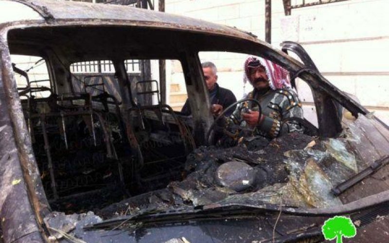 SIsraeli settlers set two cars ablaze and wrote offensive slogans on houses walls in Deir Jarir village