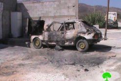 إحراق مركبة فلسطينية خاصة في قرية بورين /محافظة نابلس
