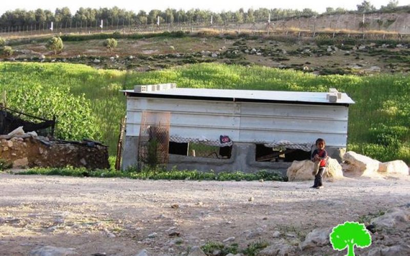 A structure ordered with demolition in Khirbet Um- Sidra- Hebron governorate
