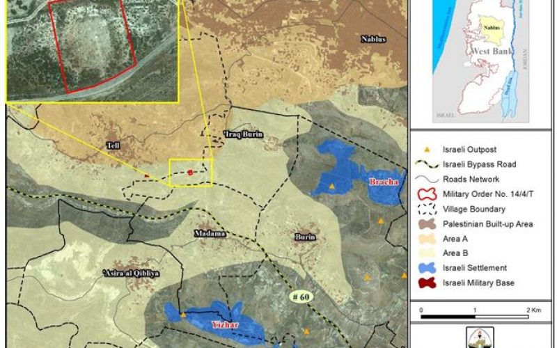 إسرائيل تصادر أراضي في قريتي تل وبورين في محافظة نابلس