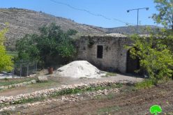 Water harvesting pool notified and trees cut off in al-Lubban ash-Sharqiya – Nablus governorate
