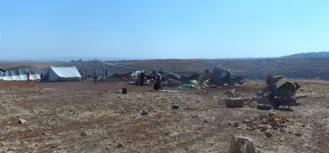 هدم عدداً من الخيام وحظائر الماشية في منطقتي  البقعة والطيبة / محافظة رام الله
