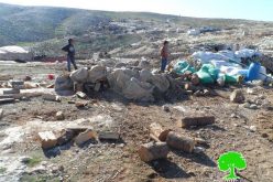 The Israeli occupation demolishes agricultural tents in Yatta
