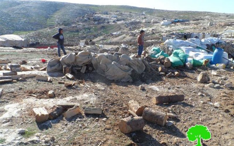 The Israeli occupation demolishes agricultural tents in Yatta