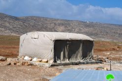 إخطار بهدم خيمة للسكن في خربة المركز بمسافر يطا
