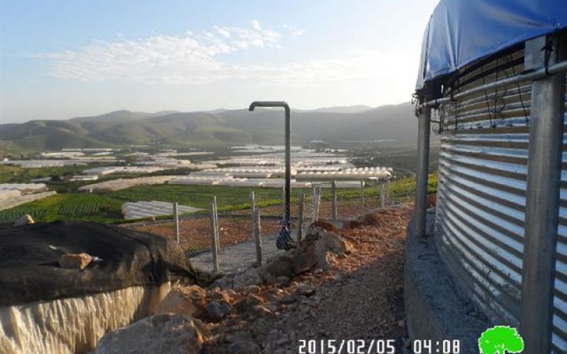 Stop-work order on a tan of water in the village of Furush Beit Dajan