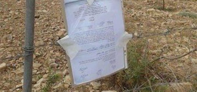 اوامر اسرائيلية لإخلاء اراضي فلسطينية في بلدة قراوة بني حسان في محافظة سلفيت