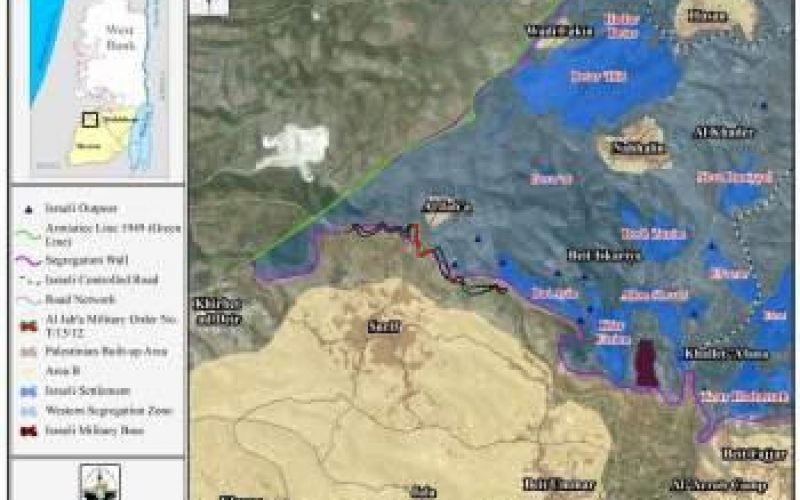 “For the Construction of the Segregation Wall”<br>
Military Order Extending the Expropriation of 243 Dunums in Surif & Jab’a towns Southeast of Bethlehem Governorate