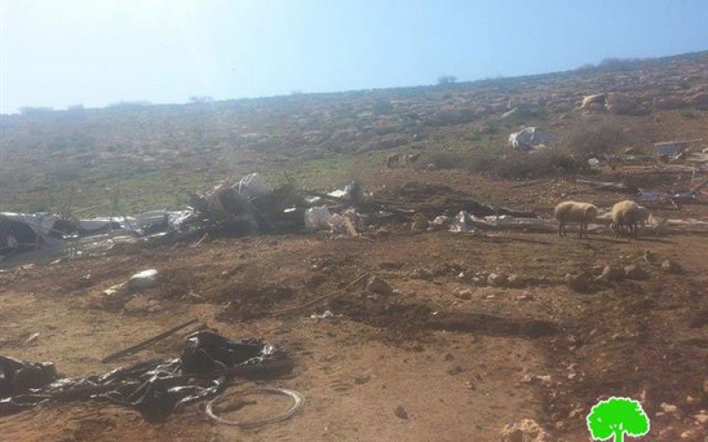 The Israeli Occupation Forces demolish structures in the Tubas area of Dhra Awwad