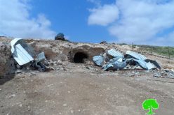 Israeli Occupation Forces demolish agricultural structure in Al-Tabban hamlet